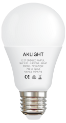 Aklight Led 9W/6500K 840lm E27 Beyaz Işık Ampul
