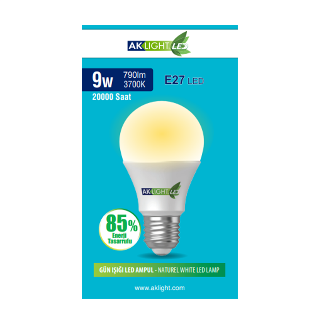 Aklight Led 9W/2700K 790lm E27 Gün Işığı Ampul