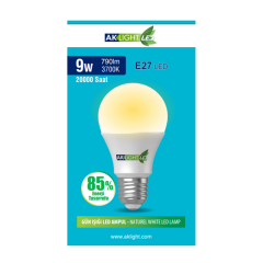 Aklight Led 9W/2700K 790lm E27 Gün Işığı Ampul