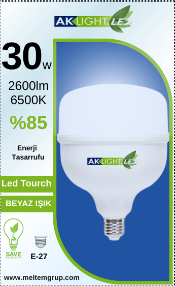 AKLIGHT LED TORCH 30W 6500K BEYAZ IŞIK