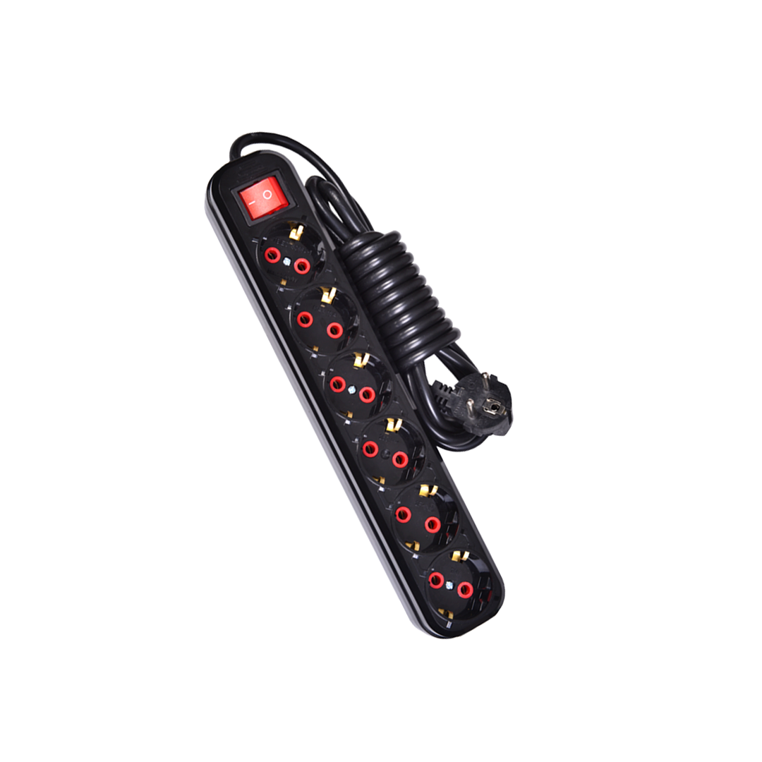 Smart Socket 6'lı Anahtarlı Akım Korumalı 5 Mt Siyah